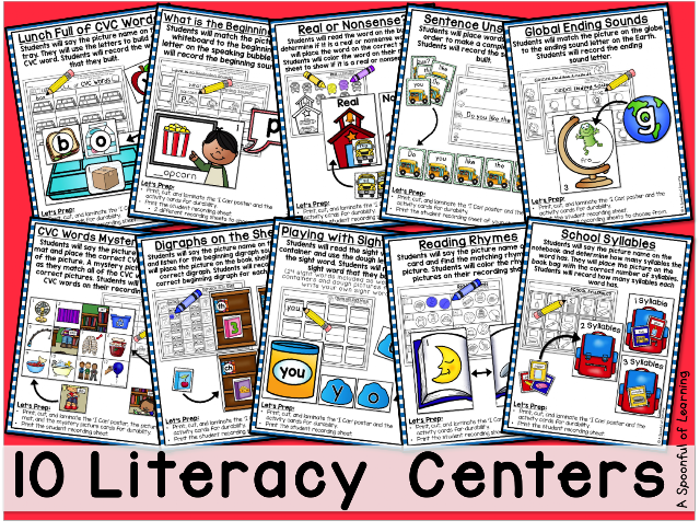 Back to School Centers - 10 Literacy Centers
