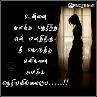 உன்னை சுமக்க தெரிந்த என் மனதிற்கு. நீ கொடுத்த வலிகளை சுமக்க தெரியவில்லை.....!!