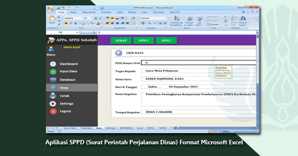 Aplikasi SPPD (Surat Perintah Perjalanan Dinas) Format