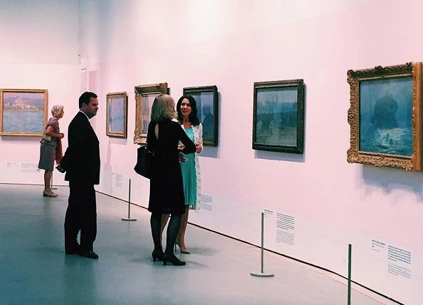 Princess Mary visits Monet's exhibition at Ordrupgaard Museum. Monet: Beyond Impressionism. Princess Mary wore PRADA Short Dress, and shoes