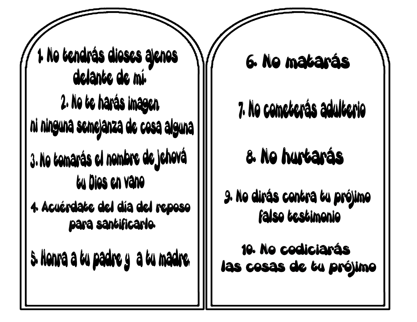 Tabla Con Los 10 Mandamientos
