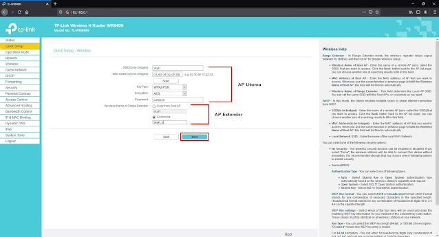 Customize pada Wireless Name of Range Extender