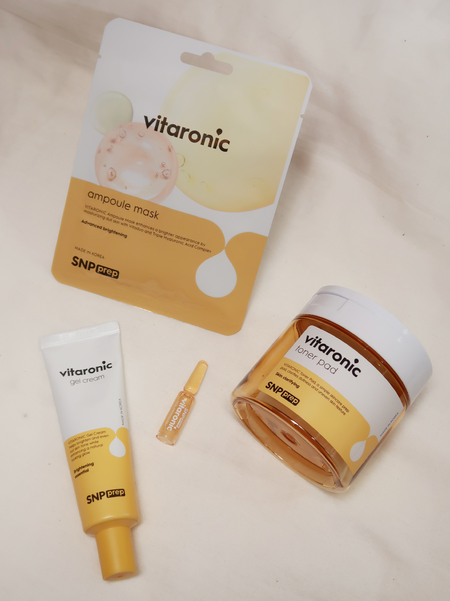 Prep Vitaronic Toner Pad, SoS Ampoule, Gel Cream, and Ampoule Mask