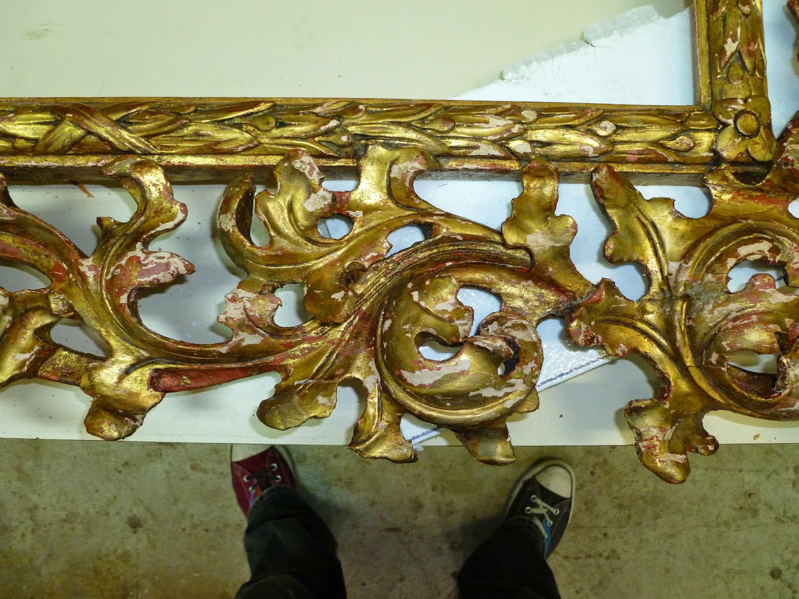 Patrice Lejeune Gilding on a wooden carved frame