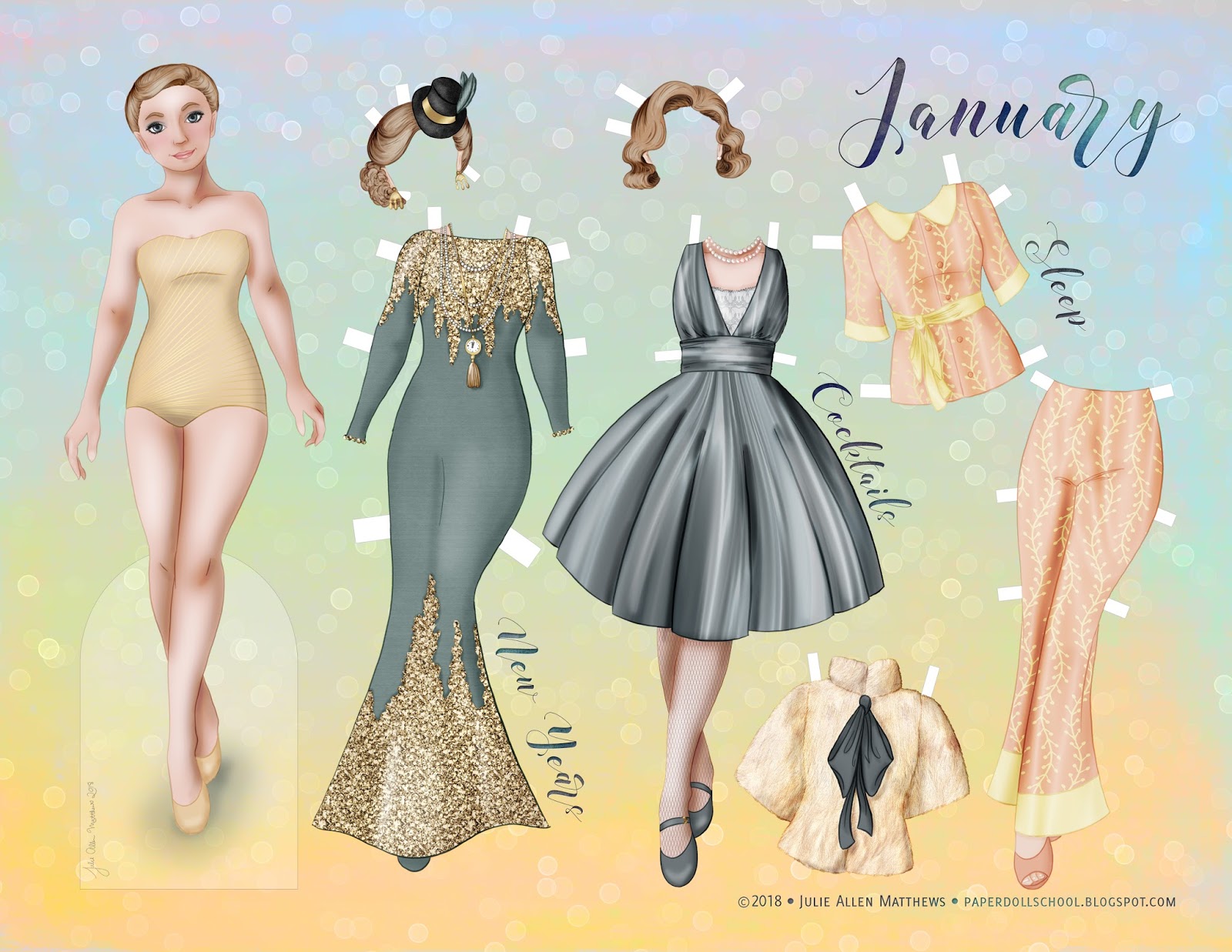 Paper Doll School January Paper Doll Set 1