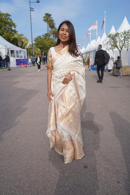 Filmmaker Rima Das retains her regional identity as she wears an Assamese Saree, called Mekhela Chaddar, by renowned designer Tara Bhuyan at the Cannes Film Festival Filmmaker Rima Das retains her regional identity as she wears an Assamese Saree, called Mekhela Chaddar, by renowned designer Tara Bhuyan at the Cannes Film Festival