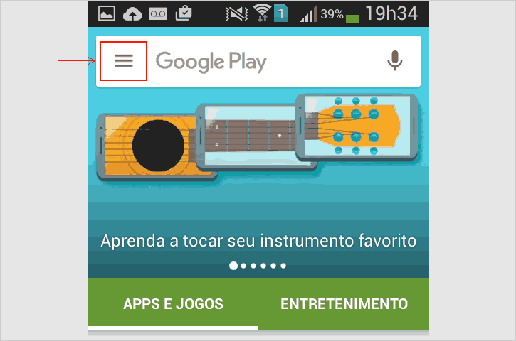 Menu aplicativo Google Play Store