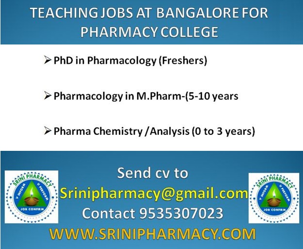 pharmacy research jobs in bangalore