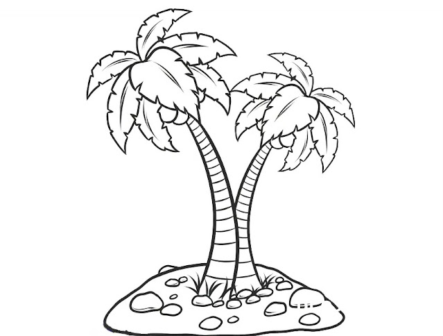 Manggambar sketsa pohon kelapa Manggambar sketsa pohon kelapa