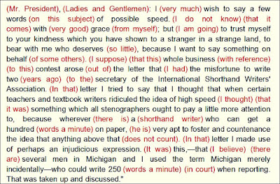 Frank A. Williams at the rate of 210 words a minute, contains 33 phrases in 235 words