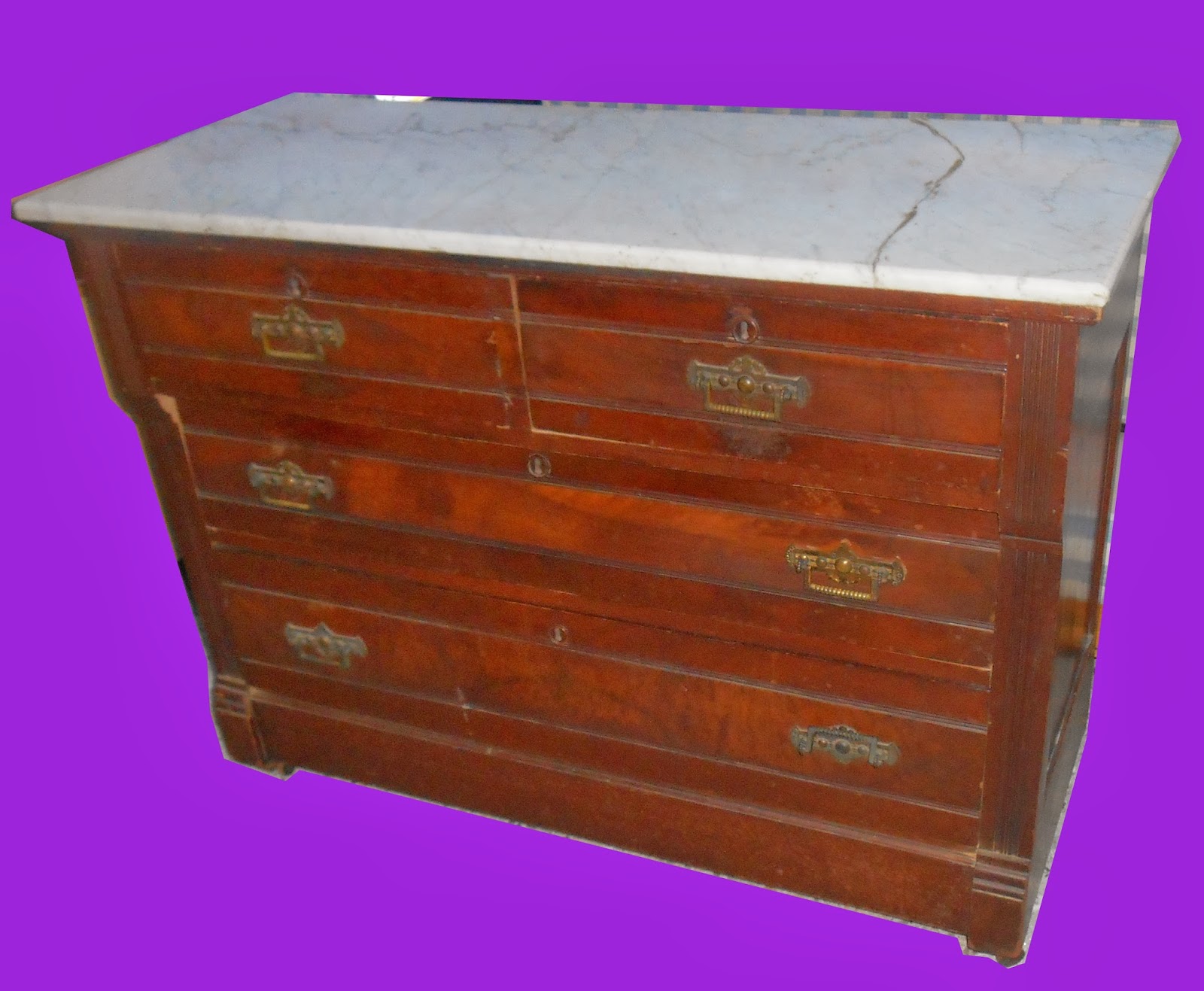 Uhuru Furniture & Collectibles Eastlake Bureau with Marble Top SOLD