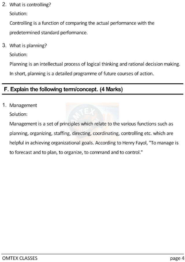 OCM Test No. 2. Class: 12th Standard Maharashtra Chapter 2: Functions of Management