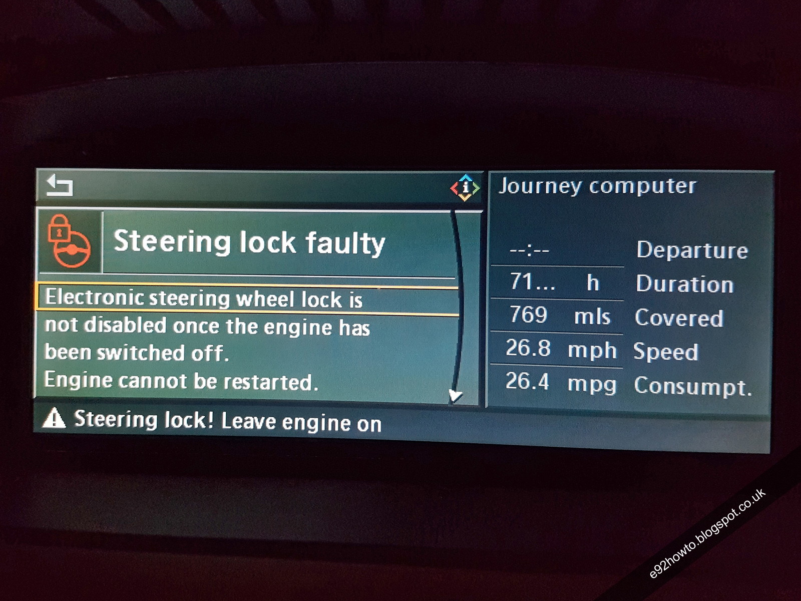 How to Fix the BMW E92 Steering Lock Faulty Warning