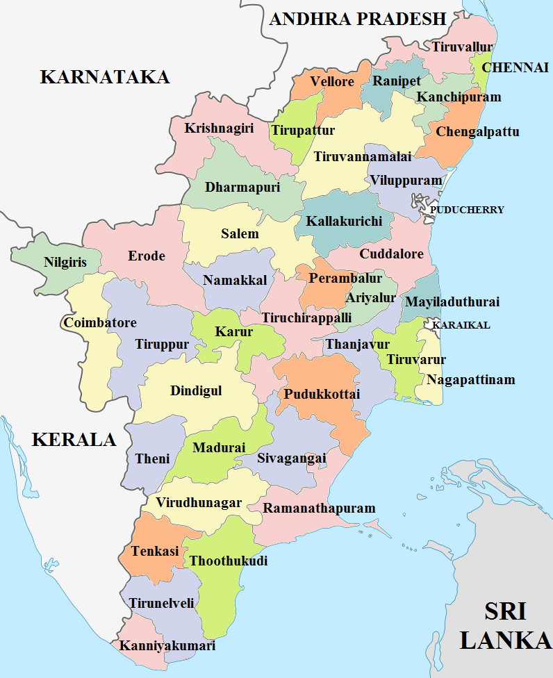 LATEST TN MAP WITH 38 DISTRICTS Kalvisolai No 1 Educational site