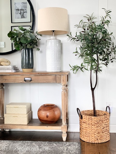 DIY olive tree in foyer