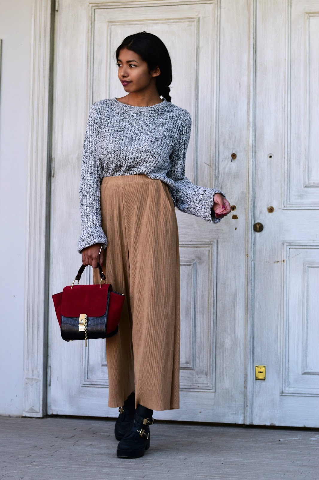 how to look chic in casual gray sweaters