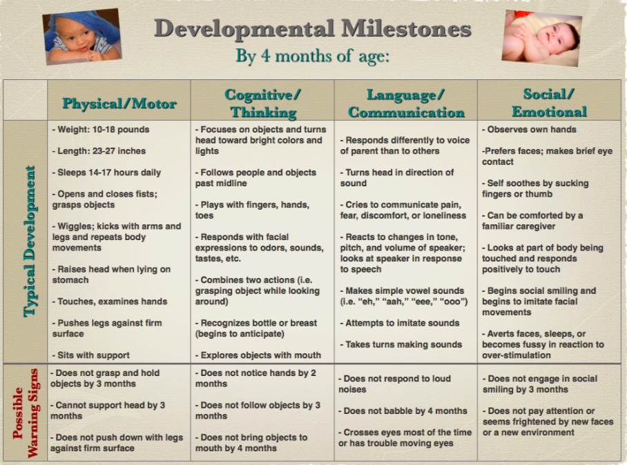 Childhood Development Milestones Chart