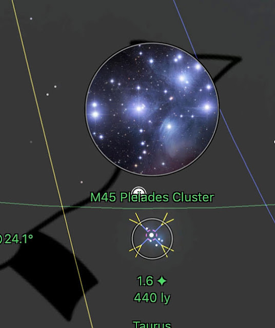 GoSkyWatch iPhone app shows conjunction of Venus and the Pleiades details (Source: Palmia Observatory)