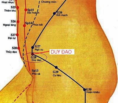 Vị trí huyệt duy đạo