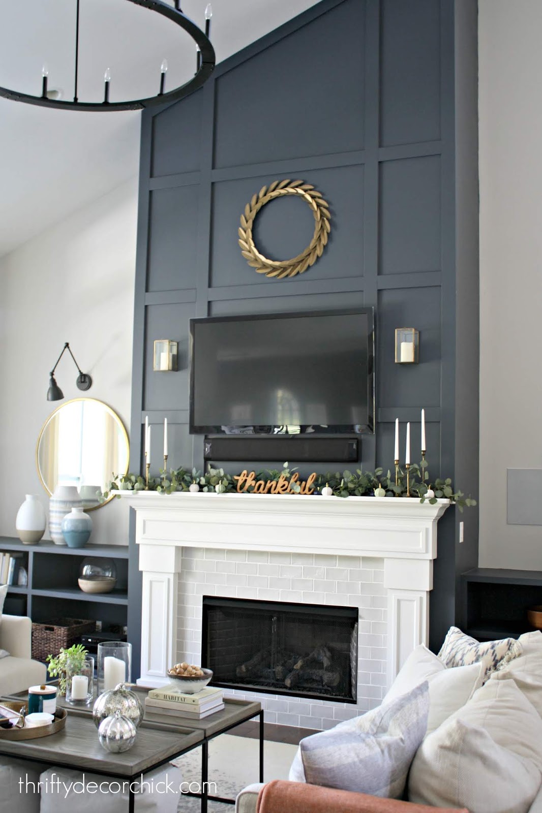 Dramatic fireplace wall makeover! from Thrifty Decor Chick