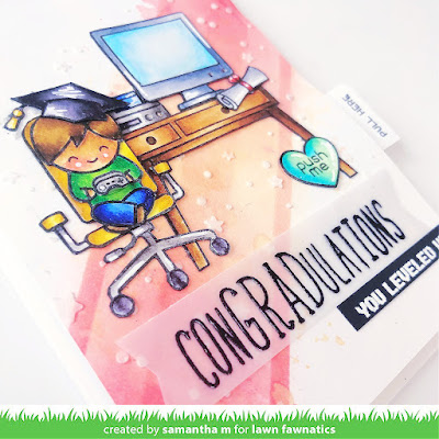 ConGRADulations Light Up Card by Samantha Mann for Lawn Fawnatics Challenge, Lawn Fawn, Chibitronics, Distress Inks, Ink Blending, Graduation Card, Interactive, Card Making, #lawnfawnatics #lawnfawn #graduation #interactivecard #chibitronics