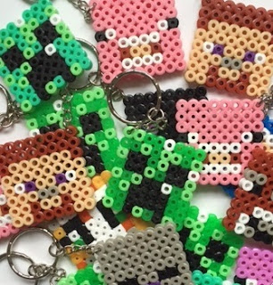 Hama bead Minecraft keyrings