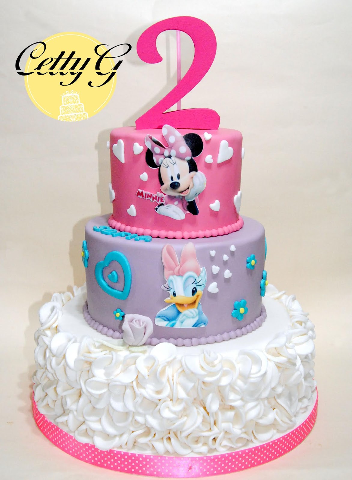 Torta Minnie e Paperina ruffle2° Compleanno