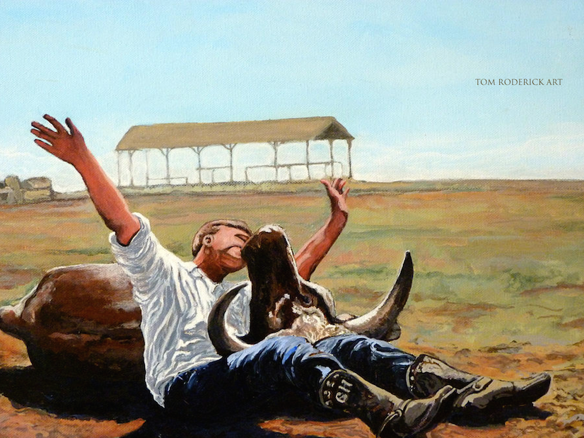 Bucky Gets The Bull by Boulder artist Tom Roderick