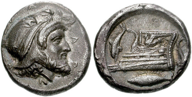 Фарнабаз, сатрап Геллеспонтской  Фригии, на монете, отчеканенной в 398–396 годах до н.э. en.wikipedia.org