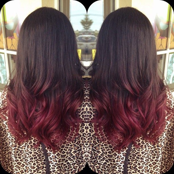 Dark Brown Hair With Dyed Ends Hair Color Highlighting And