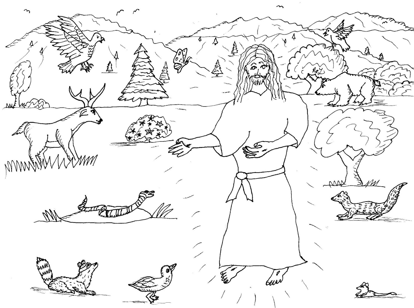 Robin S Great Coloring Pages Jesus Visits The Animals In The