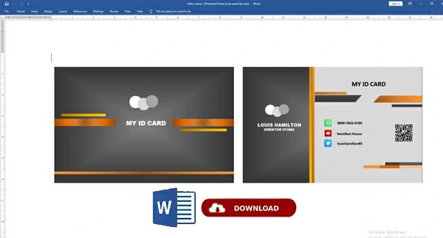 Free Kartu Nama .Docx Download Template Kartu Nama