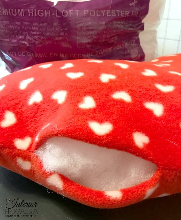 Easy DIY Fleece Valentine Heart Pillow Interior Frugalista