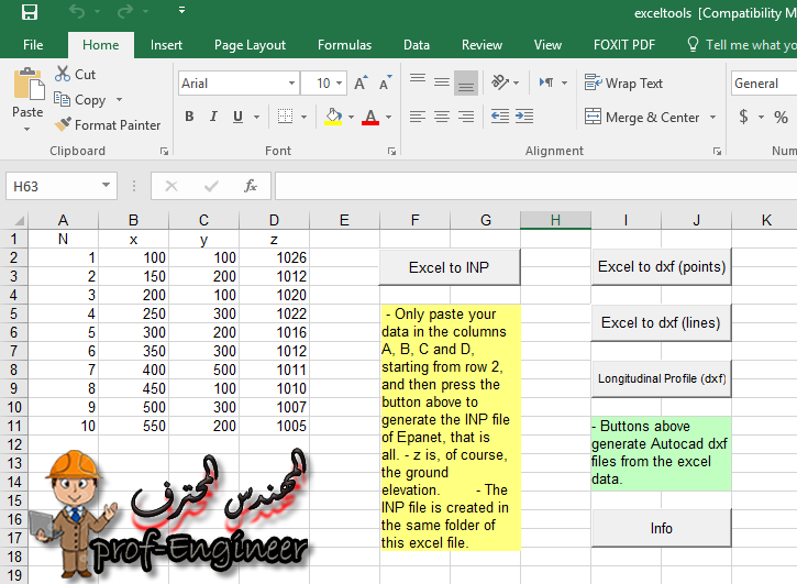 Excel Sheet -  شيت اكسل لنقل النقاط من الاكسل الي الاوتوكاد بسهوله في 5 ثواني والعديد من المميزات الاخري 