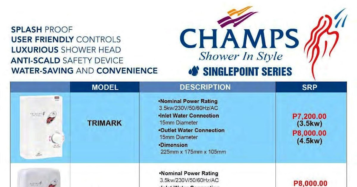 CHAMPS WATER HEATER