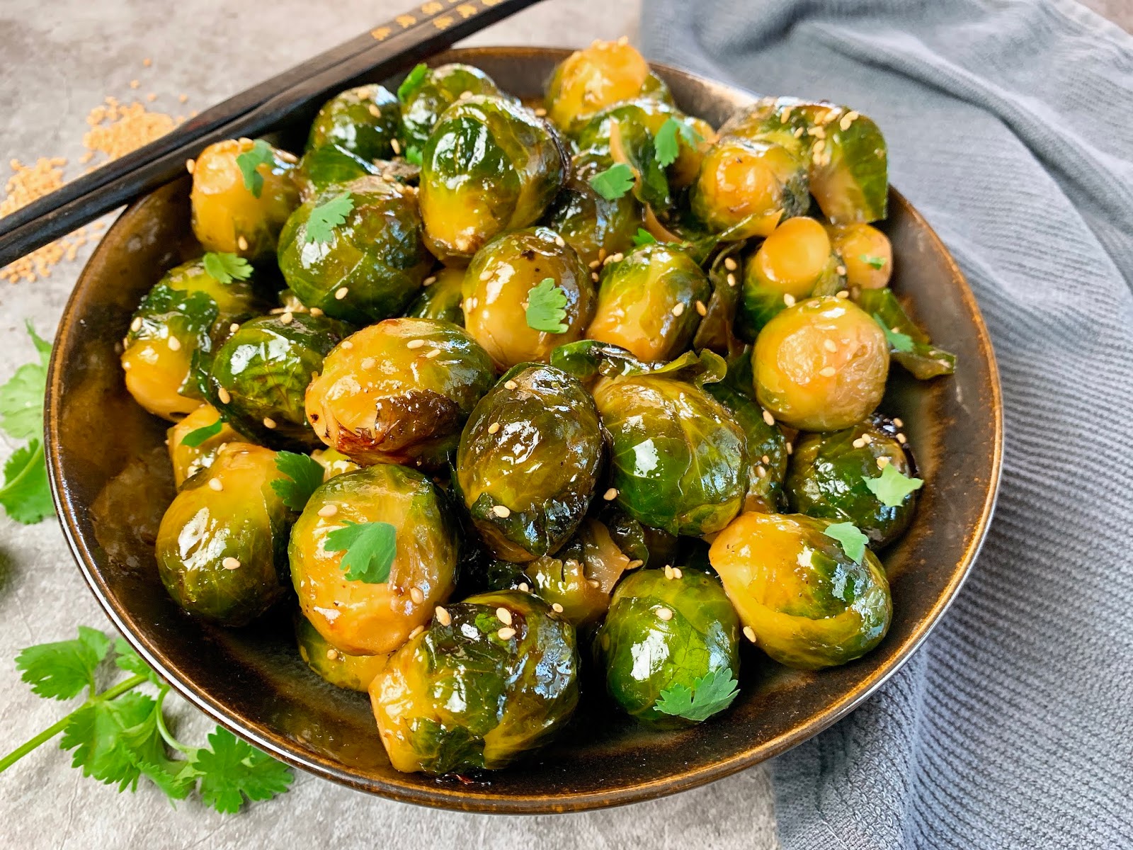 Roasted Brussels Sprouts with Hoisin and Sesame