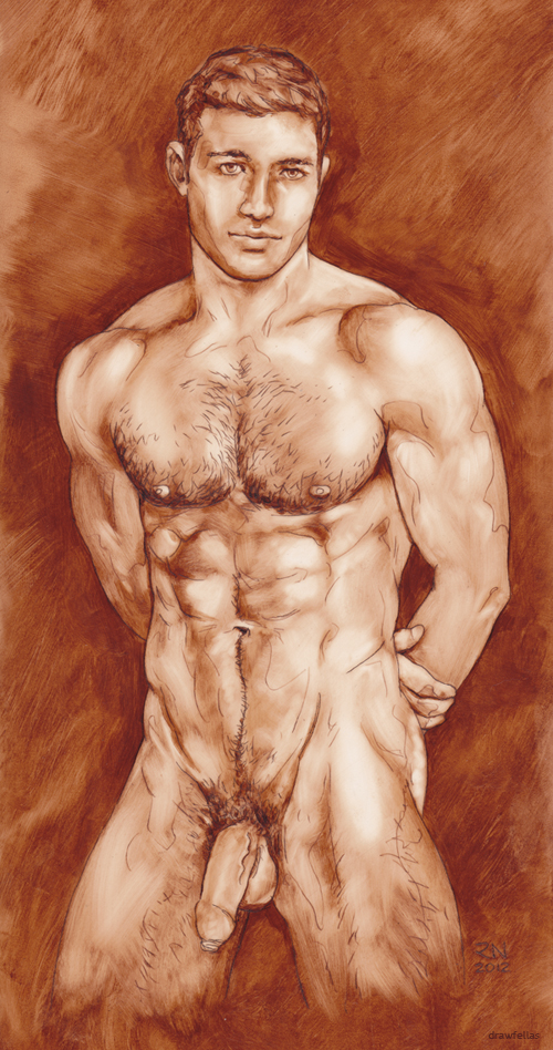 Bacchus Angel Gay Male Nude Lgbt Naked Man Drawing.