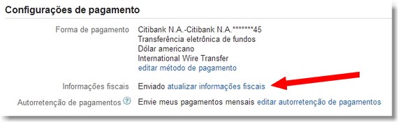 Informações ficais no Adsense