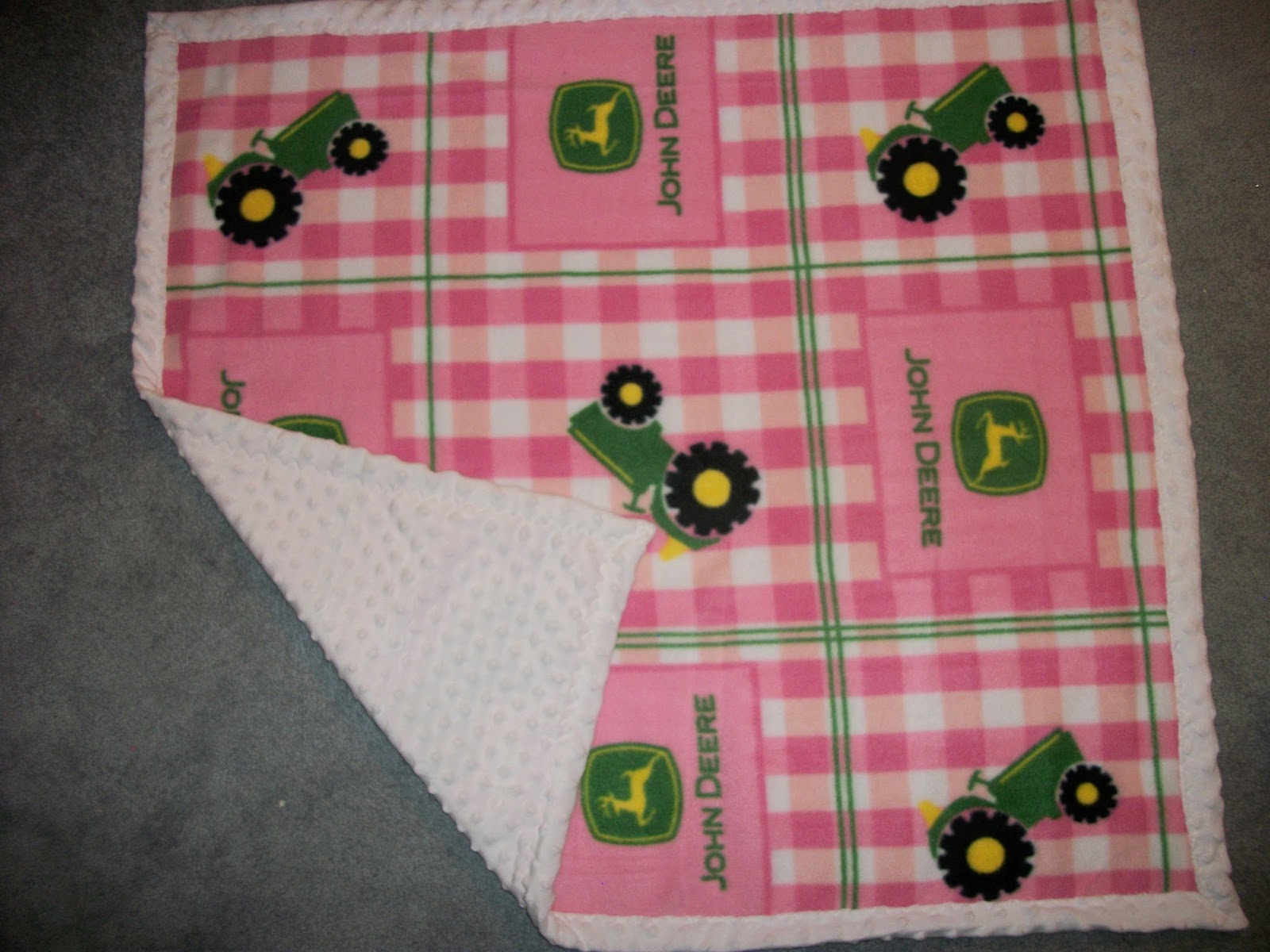 Deerecountry Quilts pink John Deere baby blanket