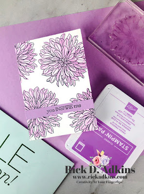 Find out how I created this simple stamping note card using the Delicate Dahlias Stamp Set Sale-a-bration 2021 by Rick Adkins