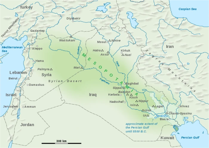 Map of Mesopotamian Civilization or the Sumerian Civilization