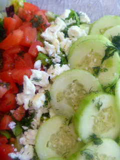 Greek Cobb Salad:  Romaine salad loaded with crisp summer veggies, roasted red peppers, chickpeas, Kalamata olives and tangy feta cheese. Oh what a salad! - Slice of Southern