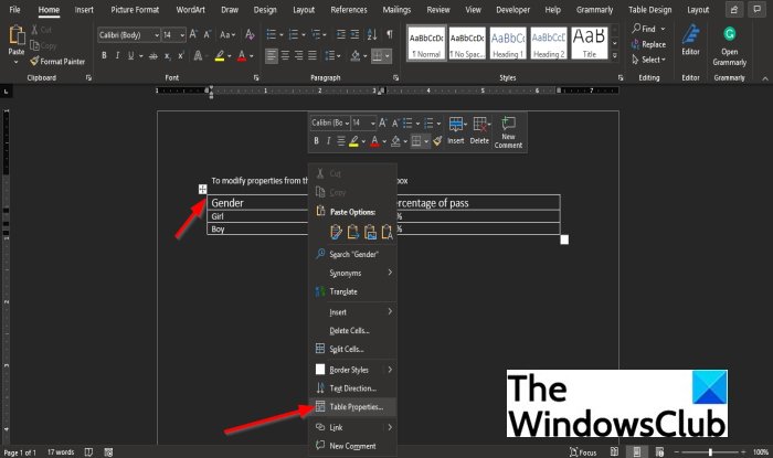 Cómo mostrar y modificar propiedades de tablas en Word