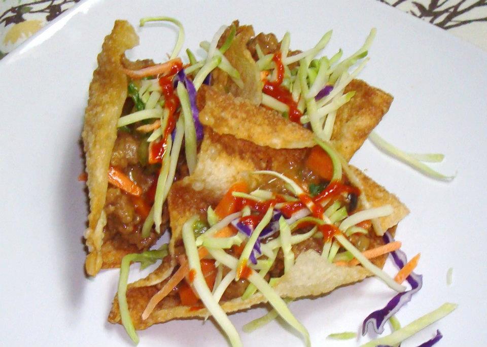 Eat It Up! Asian Wonton Tacos with Broccoli Slaw