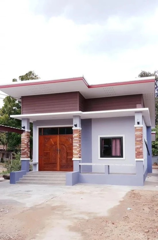 Lingkar Warna 25 Desain Inspiratif Rumah Atap Miring Ke Belakang 1 Lantai