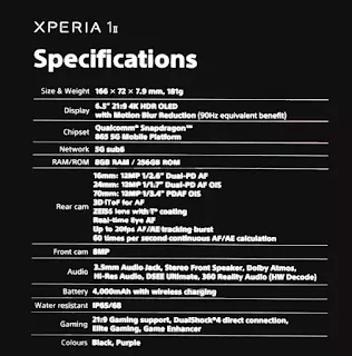 سوني ترجع بقوة للساحة، تسريب المواصفات الكاملة لهاتفي Sony Xperia 1 II, 10 II