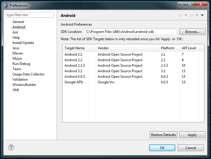 Old robot android development tools