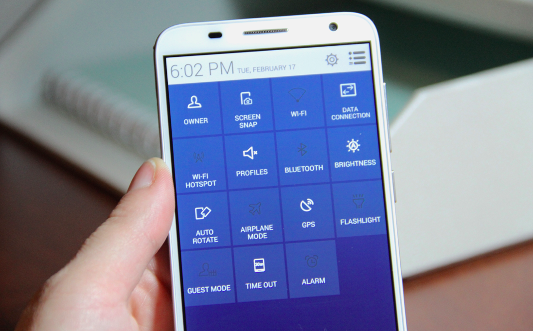 Alcatel OneTouch Idol 2 S Smartphone quick settings menu