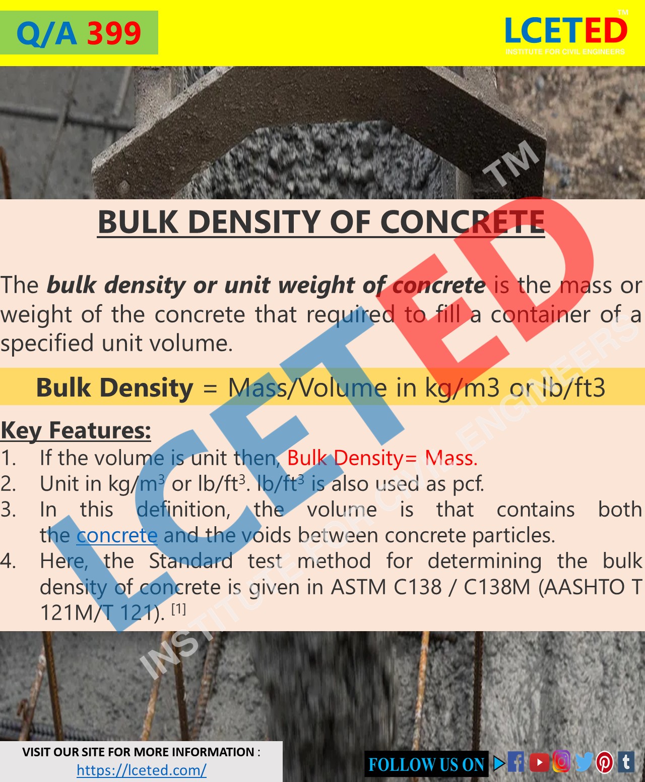 FACTS ON DENSITY OF CONCRETE (UNIT WEIGHT) LCETED lceted LCETED