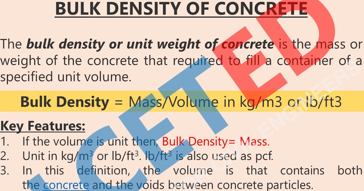 FACTS ON DENSITY OF CONCRETE (UNIT WEIGHT) LCETED lceted LCETED